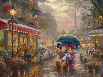  Mickey Pintura - Mickey y Minnie en París Thomas Kinkade